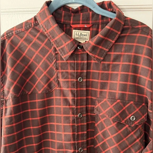 L.L. Bean Men's Casual Red Checkered Shirt Size XL - Picture 1 of 9
